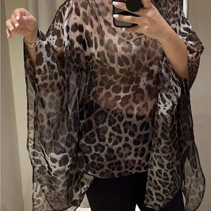 ROBERTO CAVALLI SHEER LEOPARD KAFTAN BLOUSE BRAND NEW MADE IN ITALY